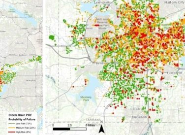 storm drain probability of failure map of Fort Worth