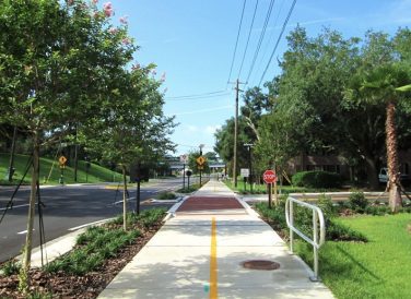 Franklin Boulevard sidewalk by the road